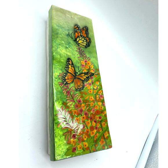Butterfly Garden‎ Long Capiz Shell Box Philippines Iridescence Decorative Box - Picture 1 of 9